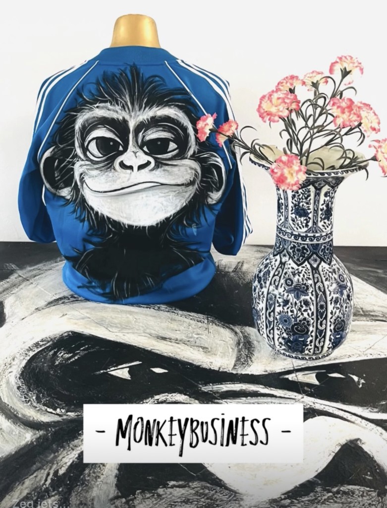 Hand painted Adidas Jacket | Monkey business